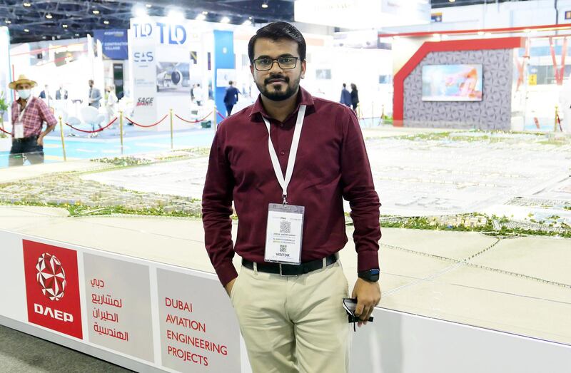 Zain Ul Abedin Shaikh at the Dubai Airport show held at Dubai World Trade Centre in Dubai on May 26,2021. Pawan Singh / The National. Story by Kelly