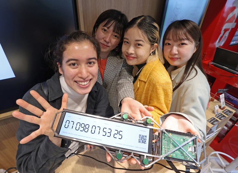 Activists display a climate clock in Shibuya Ward, Tokyo. Reuters