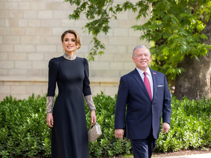 Proud parents King Abdullah II and Queen Rania of Jordan before their son's marriage. Reuters