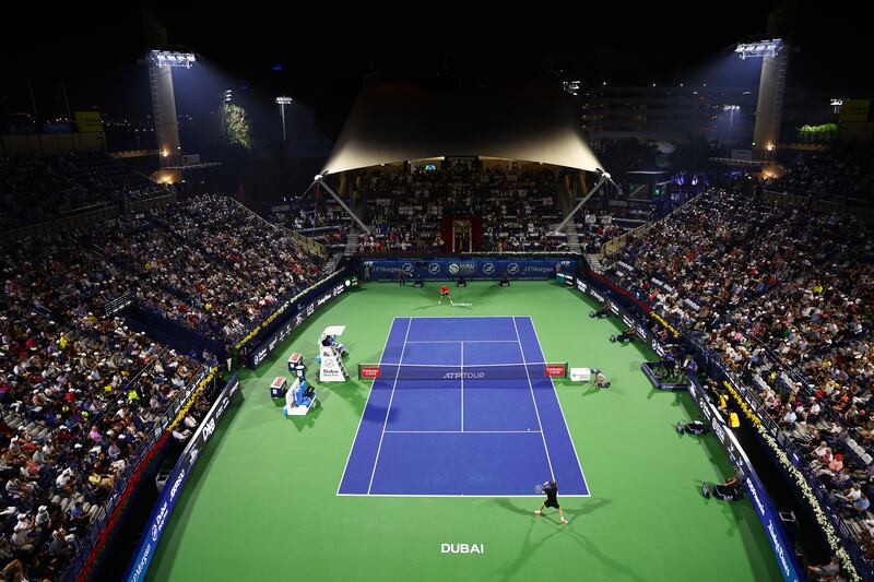 A general view of play during the final at Dubai Duty Free Tennis Stadium. Getty