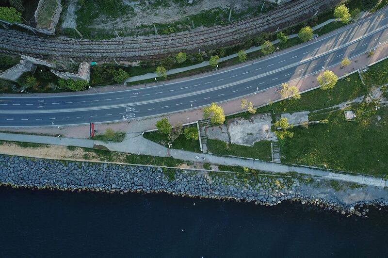 Empty roads leading to Eminonu near Bosphorus strait, in Istanbul, during a two-day curfew to prevent the spread of the COVID-19 disease, caused by the novel coronavirus.    AFP