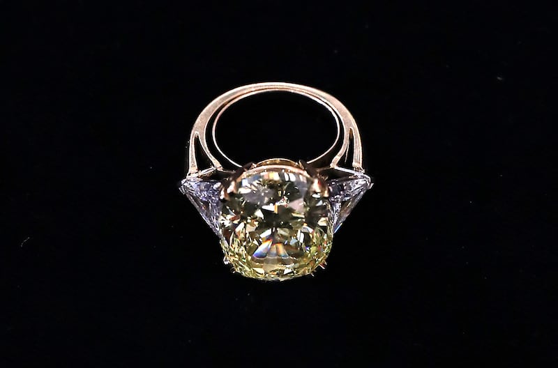 Just under 20 carats, this fancy intense yellow diamond has been set into a ring.