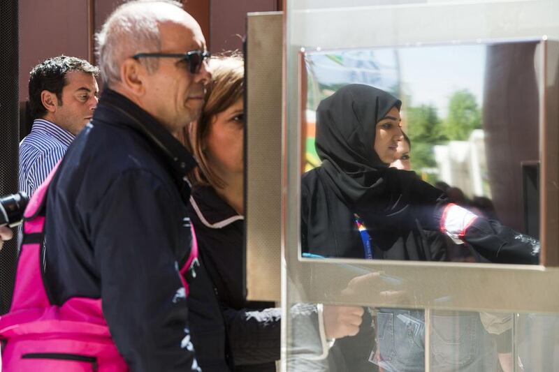 The pavilion was so popular that visitors queued for hours to get in. Giuseppe Aresu / The National