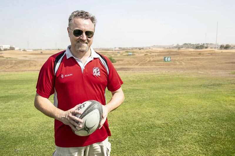 RAS AL KHAIMAH, UNITED ARAB EMIRATES. 23 MAY 2018. Simon Williams, the RAK Rugby Club chairman in front of the proposed are for the new pitch. (Photo: Antonie Robertson/The National) Journalist: Paul Radley. Section: Sport.
