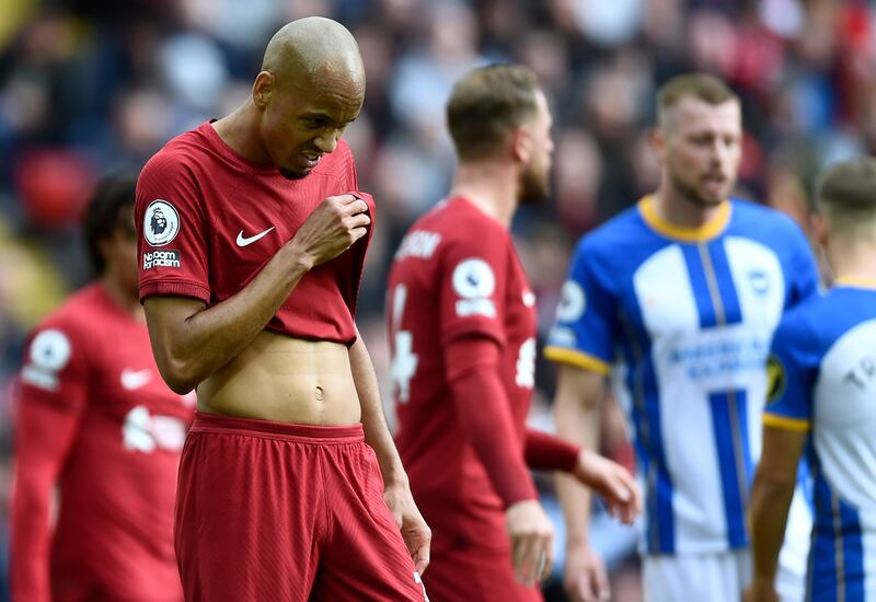 Fabinho - 4. The Brazilian was out of sorts. His passing was wayward and Brighton knocked the ball around him. Liverpool thrive when he sets the tempo but he was often a step behind the play. EPA