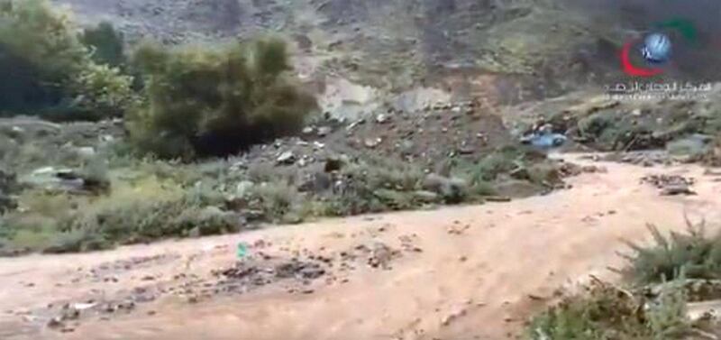 Video grab showing the rains of Khor Fakkan. courtesy: NCMS media twitter account