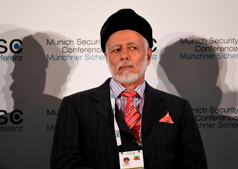 Oman's Foreign Minister Yusuf bin Alawi bin Abdullah attends a panel discussion during the 56th Munich Security Conference (MSC) in Munich, southern Germany, on February 15, 2020. The 2020 edition of the Munich Security Conference (MSC) takes place from February 14 to 16, 2020. / AFP / Thomas KIENZLE
