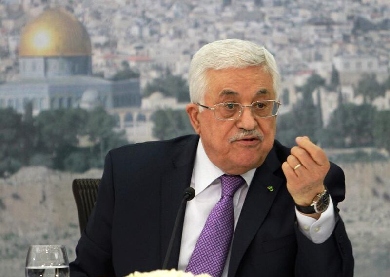 Palestinian president Mahmoud Abbas on April 29. Nasser Shiyoukhi / AP