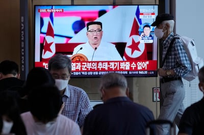 A TV broadcasting North Korea leader Kim Jong Un, at Seoul Railway Station in South Korea on Thursday, as he unleashed fiery rhetoric against rivals he says are pushing the Korean Peninsula to the brink of war. AP