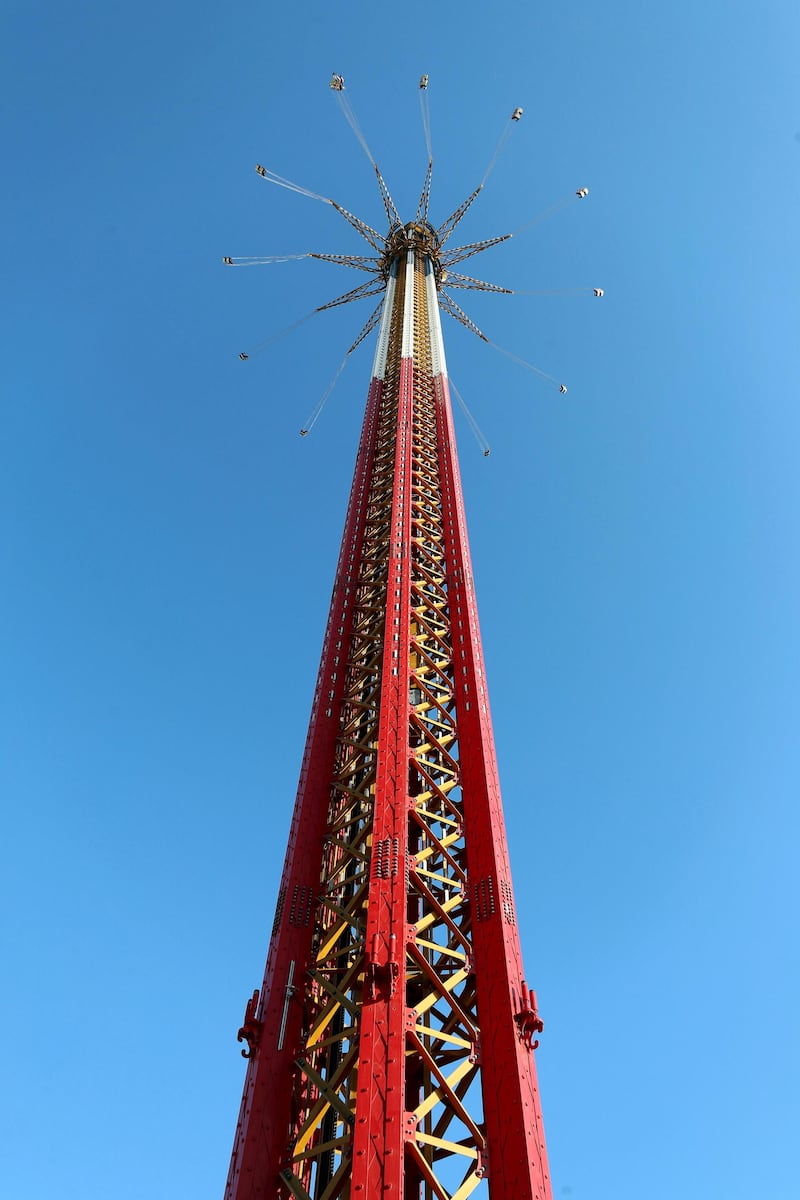 Dubai, United Arab Emirates - Reporter: N/A. News. Entertainment. Bollywood Parks is reopening to the public tomorrow with nine new rides. New ride The Bollywood sky flyer. Dubai. Wednesday, January 20th, 2021. Chris Whiteoak / The National