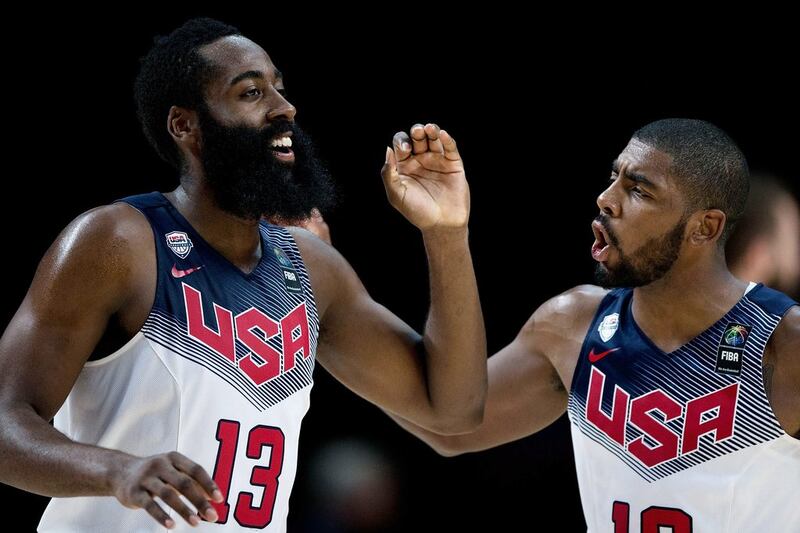 James Harden, left, and Kyrie Irving, right, powered the US to a gold-medal victory in the Fiba World Cup on Sunday. Gonzalo Arroyo Moreno / Getty Images / September 14, 2014