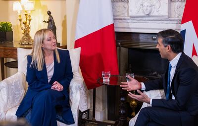 British and Italian prime ministers Rishi Sunak and Giorgia Meloni discussed issues such as immigration and defence. EPA 