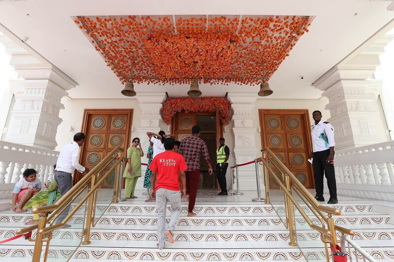 The entrance to the Hindu temple in Jebel Ali, Dubai that was the venue of the wedding 