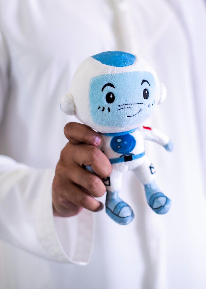 DUBAI, UNITED ARAB EMIRATES.  29 NOVEMBER 2020. 
Suhail, a stuffed toy mascot of the Mohammed Bin Rashid Space Centre (MBRSC). Suhail accompanied Emirati astronaut Hazza Al Mansoori on his space mission.
(Photo: Reem Mohammed/The National)

Reporter:
Section:
