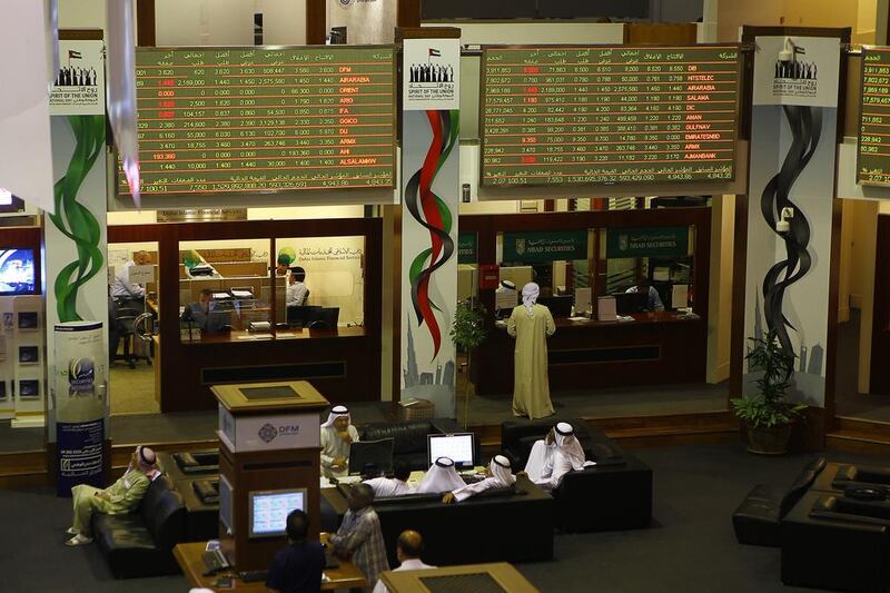 The Dubai Financial Market General Index’s gain brought its year-to-date advance to 51 per cent. Jeffrey Biteng / The National