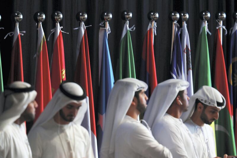 DUBAI , UNITED ARAB EMIRATES , FEB 11  – 2017 :- Delegates on the first day of World Government Summit 2018 held at Madinat Jumeirah in Dubai. ( Pawan Singh / The National ) For News