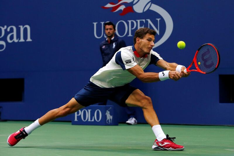 Tennis - US Open - Semifinals - New York, U.S. - September 8, 2017 - Pablo Carreno Busta of Spain in action against Kevin Anderson of South Africa.  REUTERS/Mike Segar