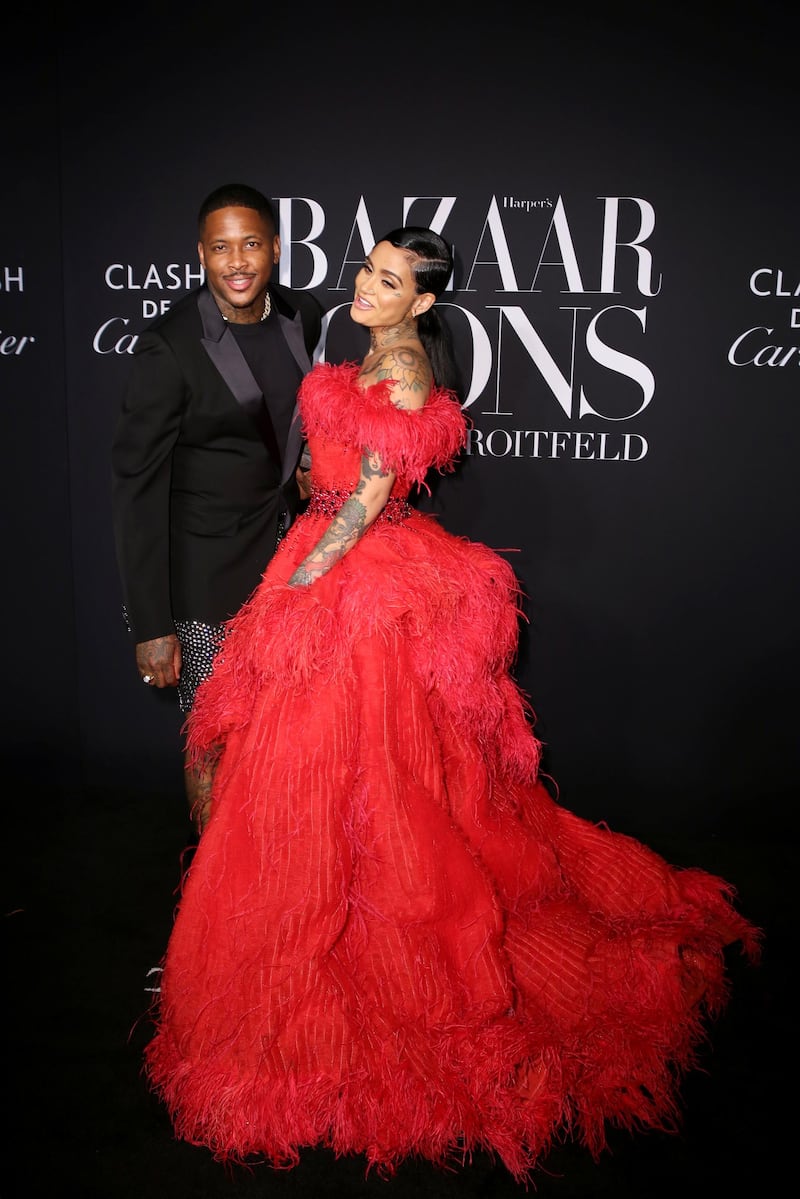 Kehlani and YG attend the 'Harper's Bazaar' celebration of 'Icons By Carine Roitfeld' during New York Fashion Week on September 6, 2019. AFP