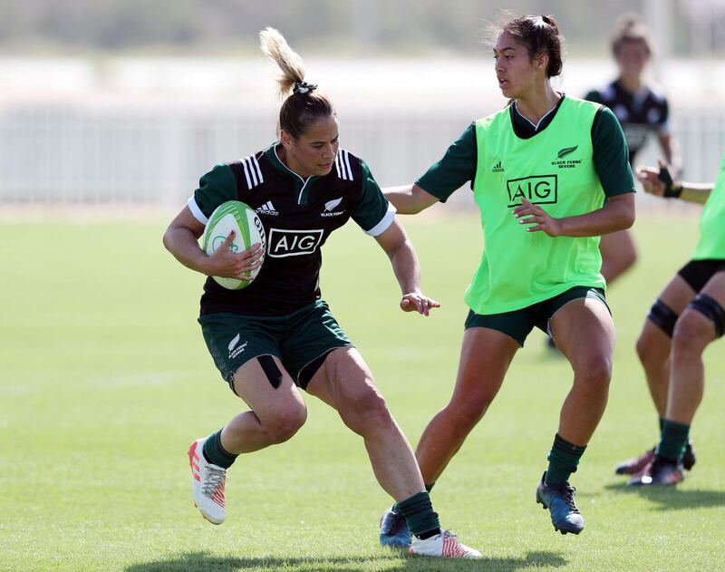 Abu Dhabi, United Arab Emirates - November 21st, 2017: Kayla Mcalister of the New Zealand women's 7's rugby team trains ahead of the Dubai 7's. Tuesday, November 21st, 2017 at Sheikh Zayed cricket stadium, Abu Dhabi. Chris Whiteoak / The National