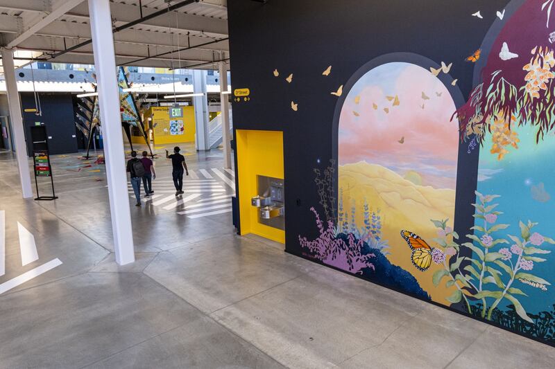 A mural inside Google's new Bay View campus in Mountain View, California. Bloomberg