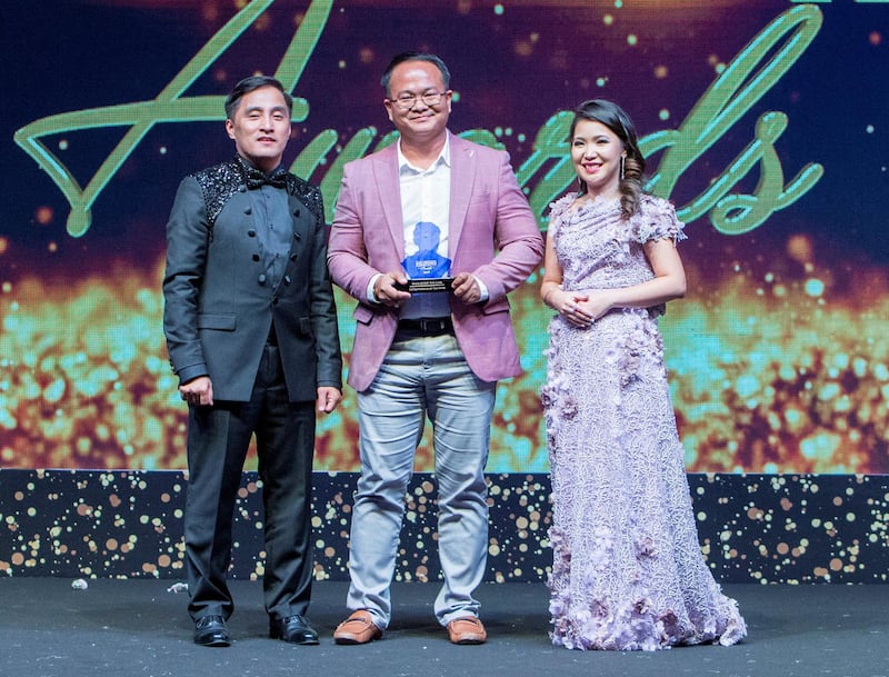 Dubai, United Arab Emirates- Jeffery San Juan, winner Entrepreneur of the Year Individual Category at the Filipino Times award at Sofitel at The Palm.  Ruel Pableo for The National