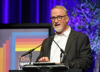 SANTA BARBARA, CALIFORNIA - JANUARY 22: David Fincher speaks onstage at the Maltin Modern Master Award Honoring Brad Pitt during the 35th Santa Barbara International Film Festival at the Arlington Theatre on January 22, 2020 in Santa Barbara, California.   Matt Winkelmeyer/Getty Images for SBIFF/AFP