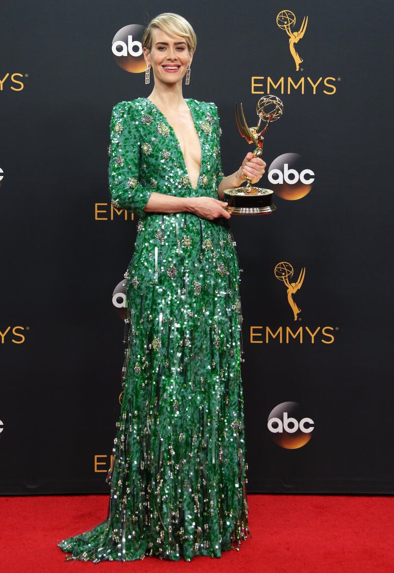 Sarah Paulson wears Prada to the 2016 Primetime Emmy Awards. EPA