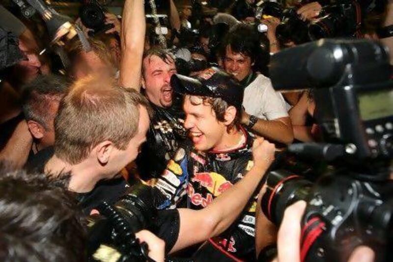 Red Bull Racing’s Sebastian Vettel trailed championship leader and Ferrari driver Fernando Alonso and teammate Mark Webber on the morning of the Grand Prix in 2010. In the evening he was celebrating as the youngest champion.