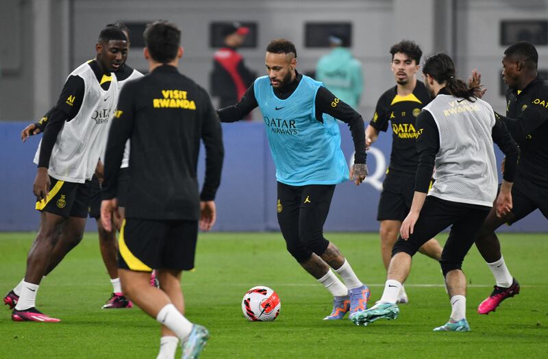 Neymar during PSG's training session in Doha. Reuters