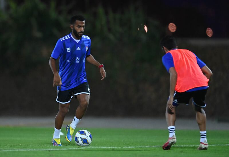 Midfielder Tahnoun Al Zaabi during UAE's training in Dubai. Photo: UAE FA