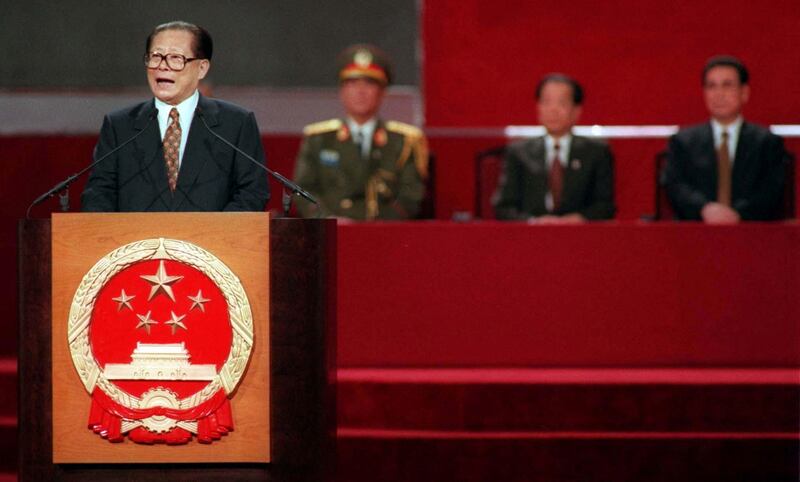 Jiang Zemin during the handover ceremony in Hong Kong at midnight, July 1, 1997. Reuters
