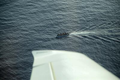 View of a migrant boat from Moonbird aircraft. Tyson Sadler