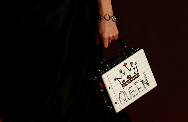 Helena Bonham Carter's handbag hinted at alternative members of the royalty at the event. REUTERS/Peter Nicholls