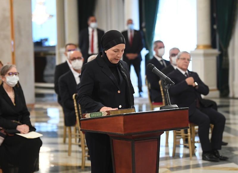 Leila Jaffel is new Justice Minister. Photo: Tunisian Presidency via AP