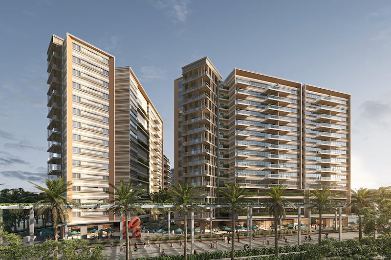 Expo City Dubai features several large apartment blocks on the edge of the existing site.