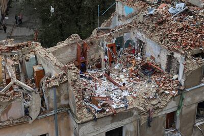 A residential building hit by a Russian missile strike in Lviv, Ukraine. Reuters