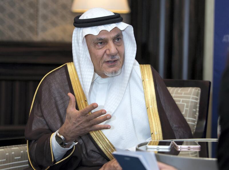 ABU DHABI, UNITED ARAB EMIRATES - Interview with Prince Turki bin Faisal Al Saud at St. Regis Hotel, corniche Abu Dhabi.  Leslie Pableo for The National for Mina Aldroubi’s story