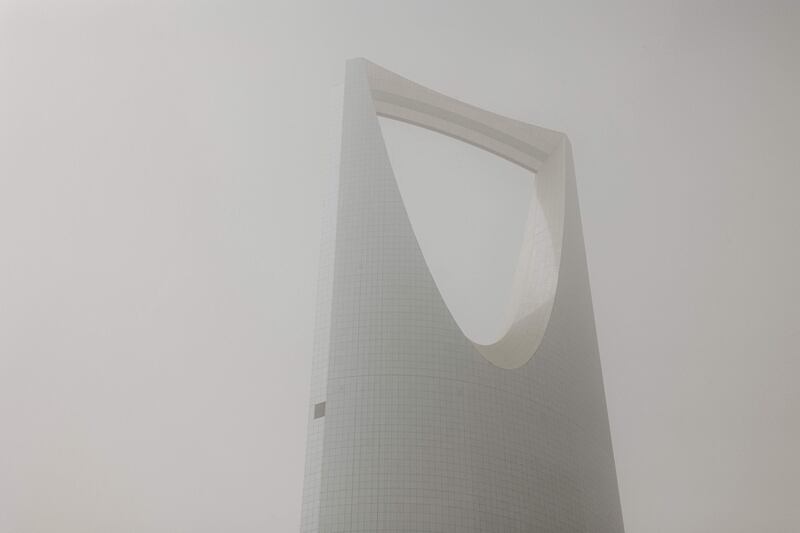 The Kingdom Centre skyscraper in Riyadh during a dust storm. AFP