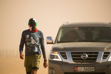 Dr Khaled Al Suwaidi has faced sandstorms and high winds as he runs 1,850km from Abu Dhabi to Makkah. Courtesy Dr Al Suwaidi. 