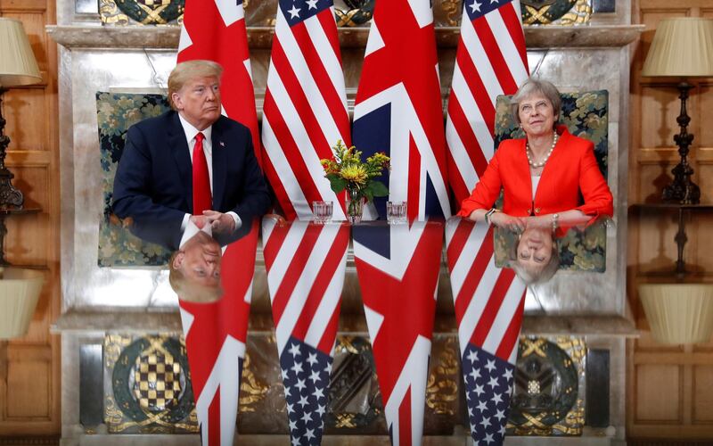 US president Donald Trump and British prime minister Theresa May meet at Chequers in Buckinghamshire, Britain. Reuters