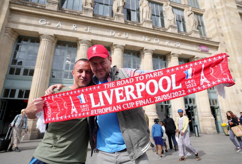 Liverpool fans  at Gare du Nord ahead of Saturday's Champions League final. PA