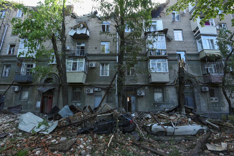 An apartment building hit by a Russian missile strike in Dnipro. Reuters