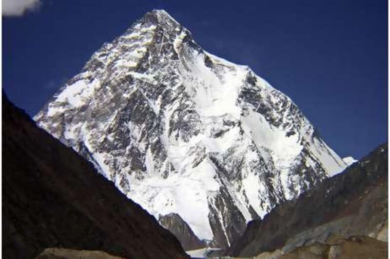 The peak of K-2, the world's second highest mountain.