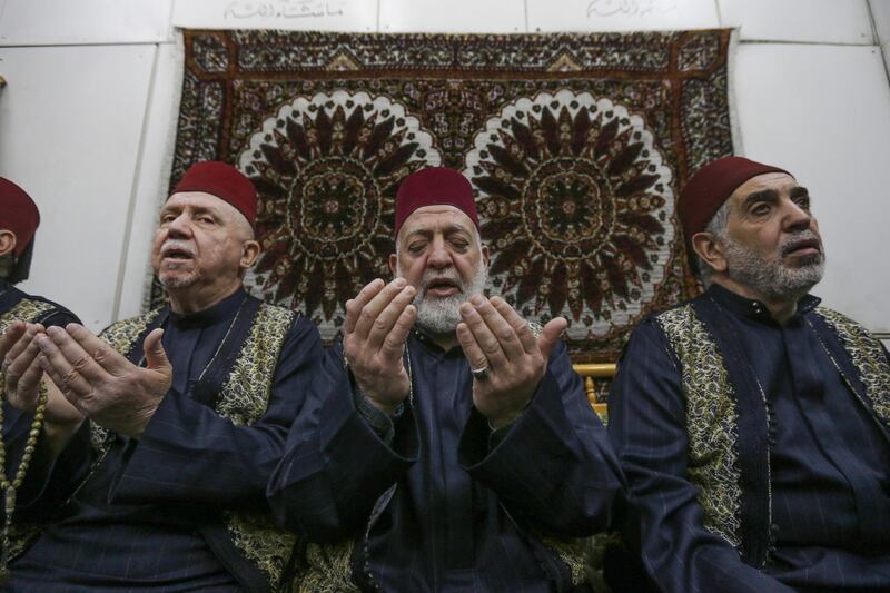 Muezzins recite the azan or call to prayer in unison using a technique of group recital known as Al Jawq, at the Umayyad Mosque in the ancient quarters of Damascus. AFP