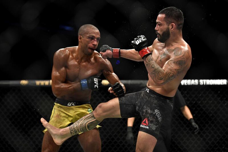 Dan Ige fights Edson Barboza in their Featherweight bout during UFC Fight Night at VyStar Veterans Memorial Arena. AFP