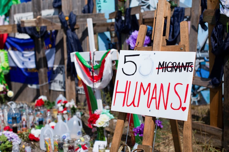 A memorial set up for the migrants in San Antonio. Reuters
