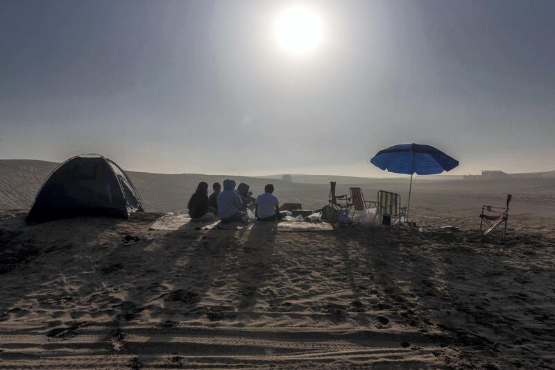 Dubai, United Arab Emirates - Reporter: N/A: Early morning mist in the Desert. Saturday, February 8th, 2020. Al Qudra, Dubai. Chris Whiteoak / The National