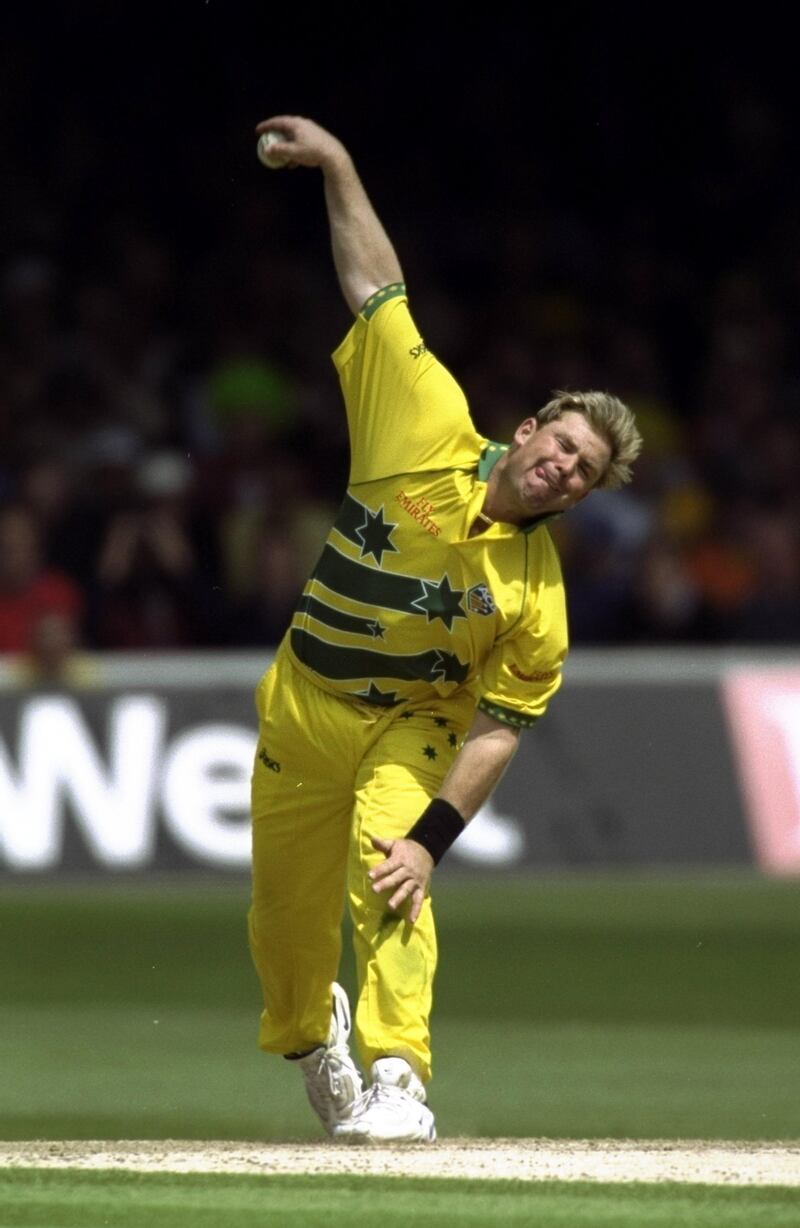 20 Jun 1999:  Shane Warne of Australia bowls during the Cricket World Cup Final against Pakistan at Lord's in London. Warne took 4 for 33 as Australia won by 8 wickets. \ Mandatory Credit: Clive Mason /Allsport / Getty Images