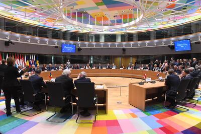 epa06326514 A general view on a plenary hall as 23 EU member states sign the notification on Permanent Structure Cooperation (PESCO) on the margin of a foreign affairs council at the European Council in Brussels, Belgium, 13 November 2017.  EPA/EMMANUEL DUNAND / POOL