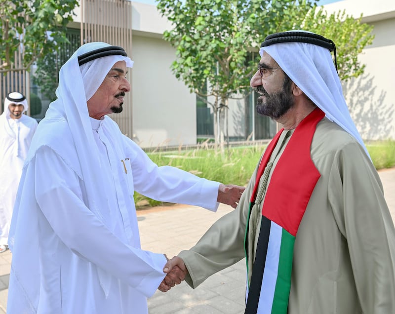 Sheikh Mohammed meets Sheikh Humaid bin Rashid Al Nuaimi, Ruler of Ajman, in December 2022. Photo: Dubai Media Office